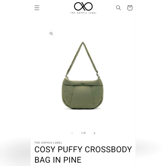 The Sophia Label Cosy Puffy Nylon Crossbody Bag in Pine- Olive Green - Picture 3 of 9